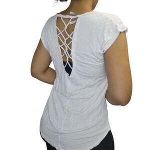 White Tshirt open back ties size M